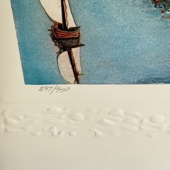 “SEA OF GALILEE” Limited Edition, Hand Signed, Lithograph by Amram Ebgi - Picture 2 of 9